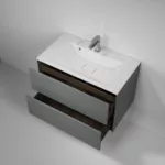Ультра 80 тумба с раковиной подвесная (2 ящика) серая матовая — изображение 3