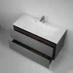Ультра 100 тумба с раковиной подвесная (2 ящика) серая матовая — изображение 3